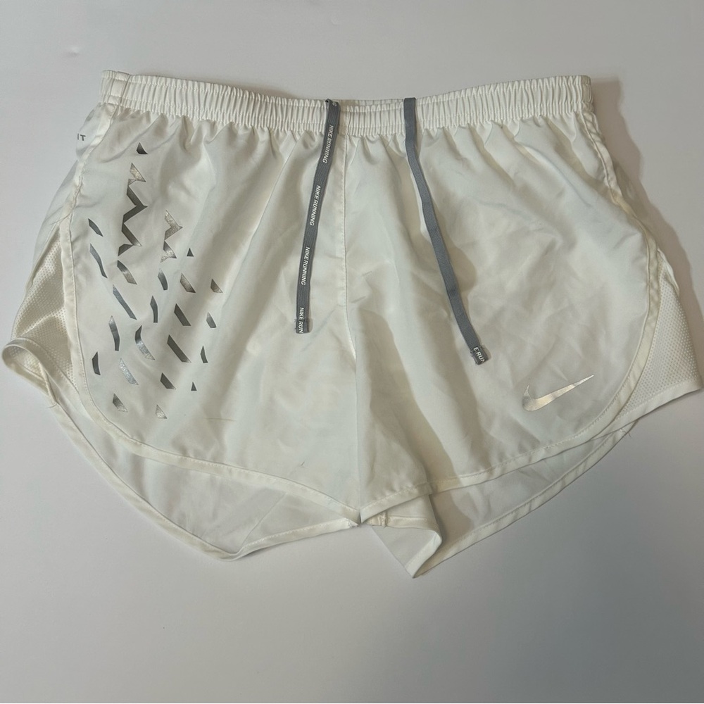 Nike Shorts Women Small White Dri- Fit Tempo 3.5 Brief Line Running Shorts